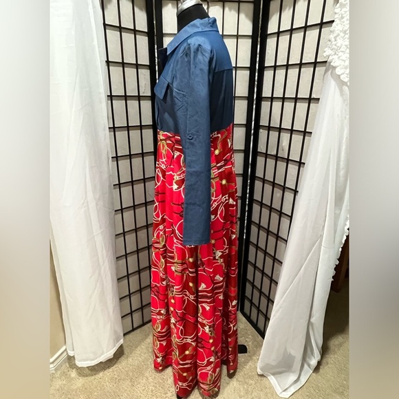 METAMORPHOSIS GIRL DENIM AND COLORFUL ABSTRACT PRINT SHIRT WAIST DRESS, SIZE S - Picture 6 of 10